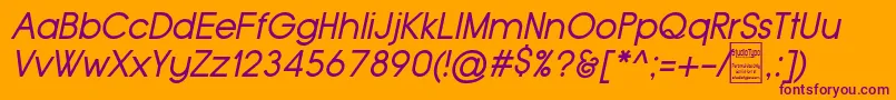 TypoGroteskItalicDemo-Schriftart – Violette Schriften auf orangefarbenem Hintergrund