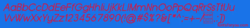 TypoGroteskItalicDemo-fontti – punaiset fontit sinisellä taustalla