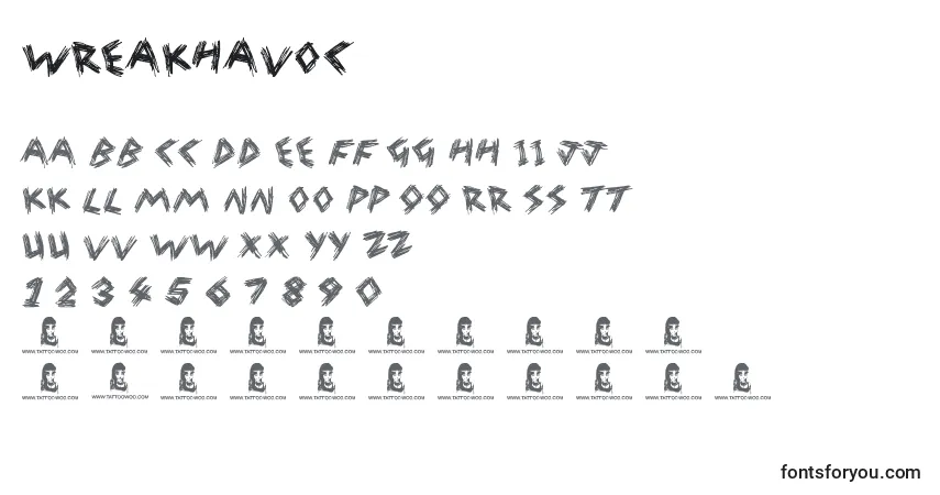A fonte WreakHavoc – alfabeto, números, caracteres especiais