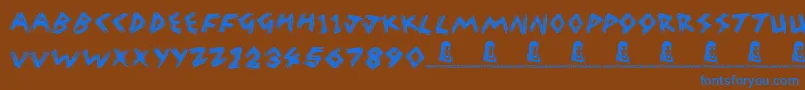 WreakHavoc-Schriftart – Blaue Schriften auf braunem Hintergrund