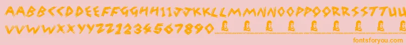 WreakHavoc-Schriftart – Orangefarbene Schriften auf rosa Hintergrund