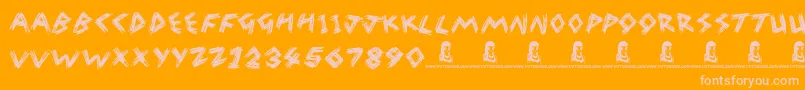 WreakHavoc-Schriftart – Rosa Schriften auf orangefarbenem Hintergrund