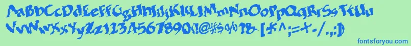 BohemianRegular Font – Blue Fonts on Green Background