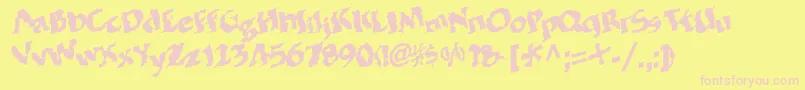 BohemianRegular-fontti – vaaleanpunaiset fontit keltaisella taustalla
