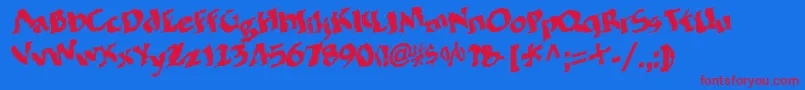 フォントBohemianRegular – 赤い文字の青い背景