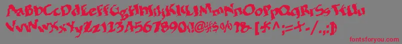 フォントBohemianRegular – 赤い文字の灰色の背景