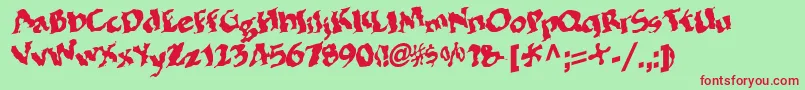 BohemianRegular Font – Red Fonts on Green Background
