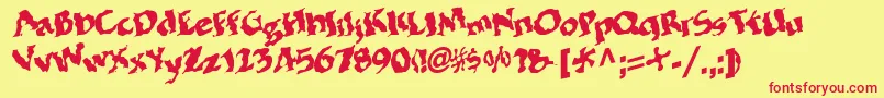 BohemianRegular-Schriftart – Rote Schriften auf gelbem Hintergrund