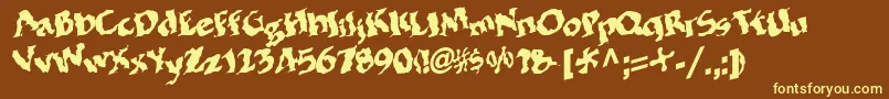 BohemianRegular-fontti – keltaiset fontit ruskealla taustalla