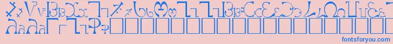 Enochian Font – Blue Fonts on Pink Background