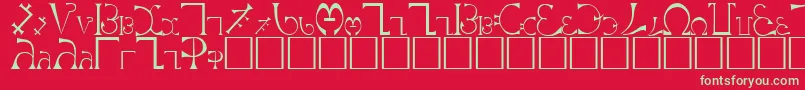 フォントEnochian – 赤い背景に緑の文字