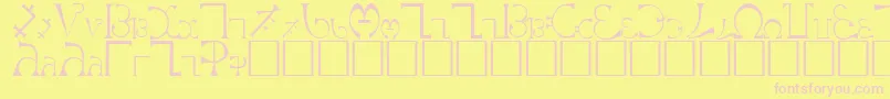 Enochian Font – Pink Fonts on Yellow Background