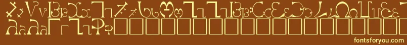 Enochian-fontti – keltaiset fontit ruskealla taustalla