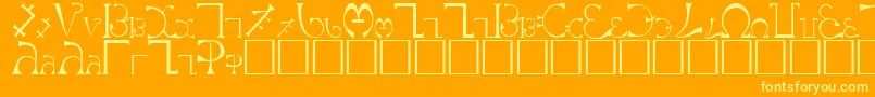 Fonte Enochian – fontes amarelas em um fundo laranja