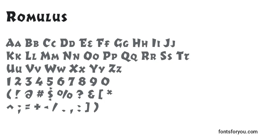Schriftart Romulus – Alphabet, Zahlen, spezielle Symbole