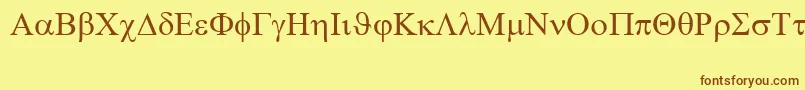 フォントSymbolAccentuated – 茶色の文字が黄色の背景にあります。