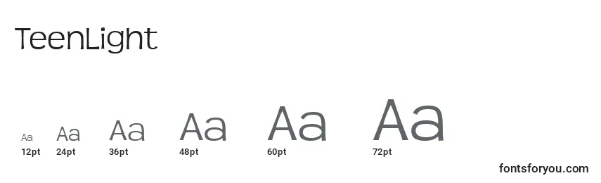 TeenLight Font Sizes