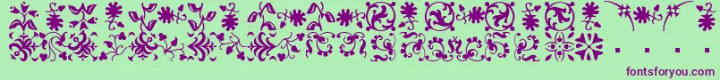 BorderbatsFleurRegular Font – Purple Fonts on Green Background