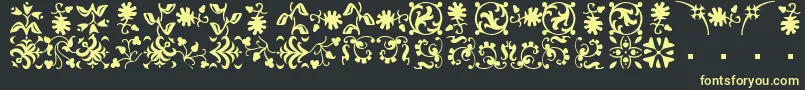 BorderbatsFleurRegular-Schriftart – Gelbe Schriften auf schwarzem Hintergrund
