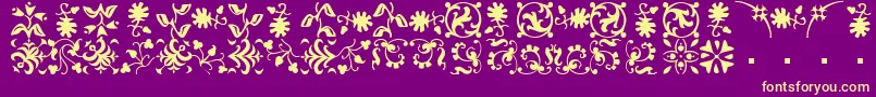 フォントBorderbatsFleurRegular – 紫の背景に黄色のフォント