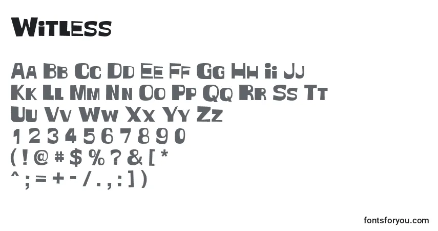 Witless Font – alphabet, numbers, special characters