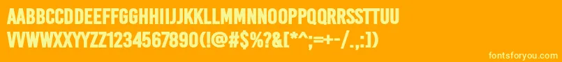 BaseoneHeavy-Schriftart – Gelbe Schriften auf orangefarbenem Hintergrund
