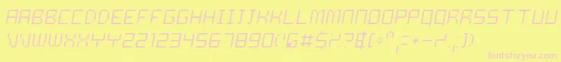 Delito-Schriftart – Rosa Schriften auf gelbem Hintergrund