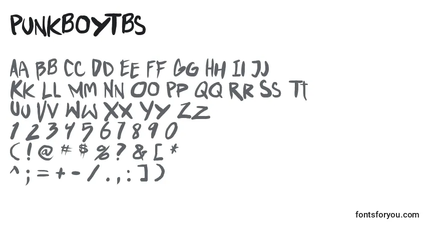 Fuente PunkboyTbs - alfabeto, números, caracteres especiales