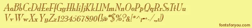 MonarchengravedItalic Font – Brown Fonts on Yellow Background