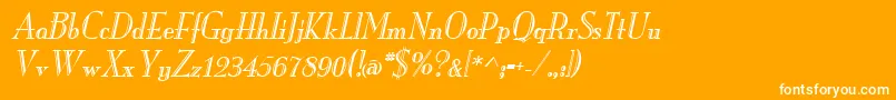 MonarchengravedItalic-Schriftart – Weiße Schriften auf orangefarbenem Hintergrund