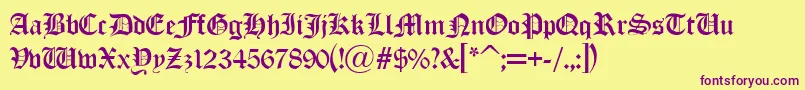 Old London Alternate Font – Purple Fonts on Yellow Background