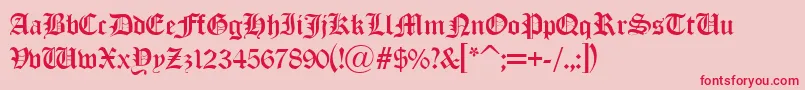 フォントOld London Alternate – ピンクの背景に赤い文字