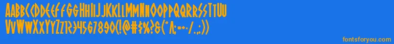 Ohmightyisisbold-Schriftart – Orangefarbene Schriften auf blauem Hintergrund
