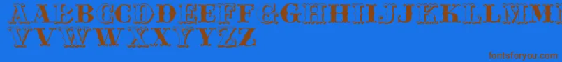 Jfferrul-Schriftart – Braune Schriften auf blauem Hintergrund