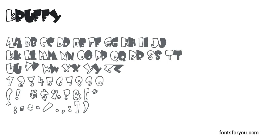 Schriftart Kruffy – Alphabet, Zahlen, spezielle Symbole