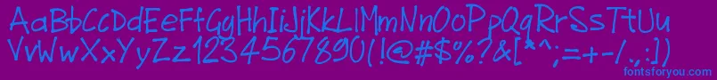 Pwjunefont-Schriftart – Blaue Schriften auf violettem Hintergrund