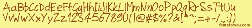Pwjunefont Font – Brown Fonts on Yellow Background