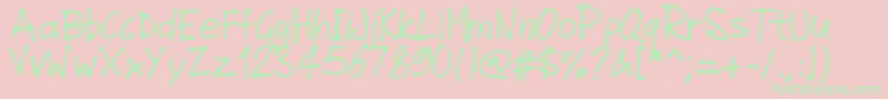 Pwjunefont Font – Green Fonts on Pink Background