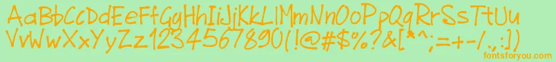 Pwjunefont Font – Orange Fonts on Green Background