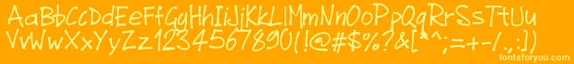 Pwjunefont-Schriftart – Gelbe Schriften auf orangefarbenem Hintergrund
