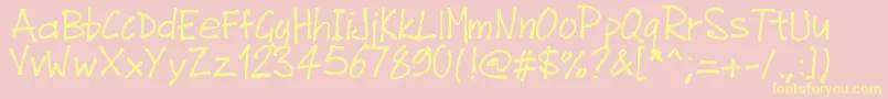 Pwjunefont Font – Yellow Fonts on Pink Background