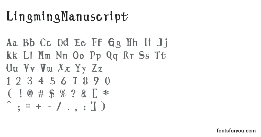 Schriftart LingmingManuscript – Alphabet, Zahlen, spezielle Symbole