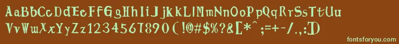 LingmingManuscript-fontti – vihreät fontit ruskealla taustalla