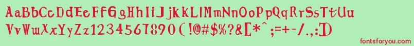 LingmingManuscript Font – Red Fonts on Green Background