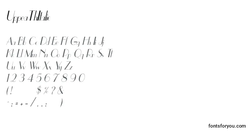 UppeaThItalic-fontti – aakkoset, numerot, erikoismerkit