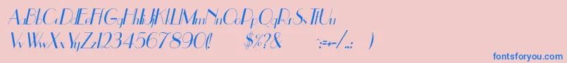 Fonte UppeaThItalic – fontes azuis em um fundo rosa