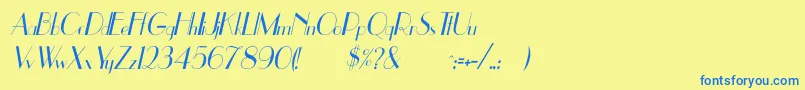 UppeaThItalic Font – Blue Fonts on Yellow Background
