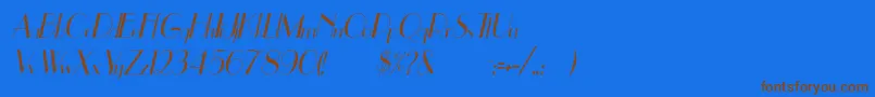 UppeaThItalic-Schriftart – Braune Schriften auf blauem Hintergrund