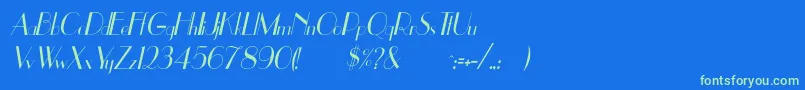 Fonte UppeaThItalic – fontes verdes em um fundo azul