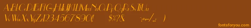 UppeaThItalic-Schriftart – Orangefarbene Schriften auf braunem Hintergrund